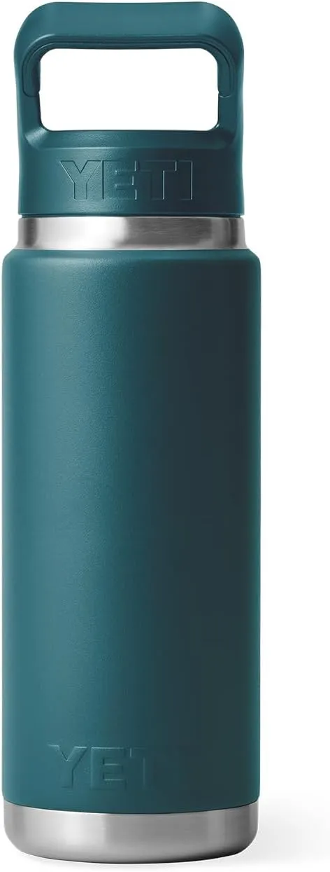 YETI Rambler 26 oz Bottle, Vacuum Insulated, Stainless Steel with Color Matching Straw Cap