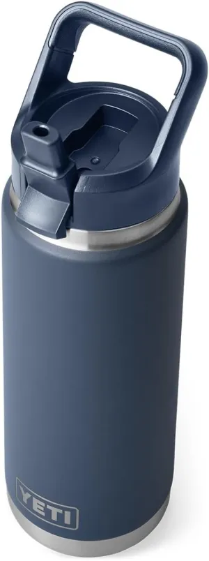 YETI Rambler 26 oz Bottle, Vacuum Insulated, Stainless Steel with Color Matching Straw Cap