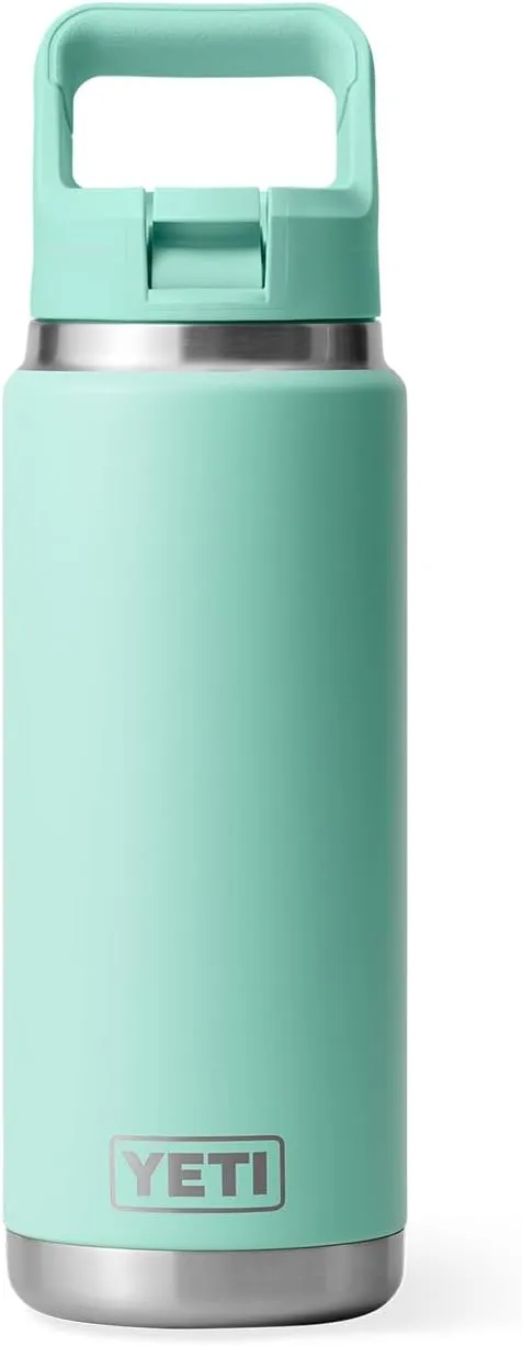 YETI Rambler 26 oz Bottle, Vacuum Insulated, Stainless Steel with Color Matching Straw Cap