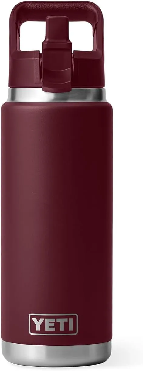 YETI Rambler 26 oz Bottle, Vacuum Insulated, Stainless Steel with Color Matching Straw Cap