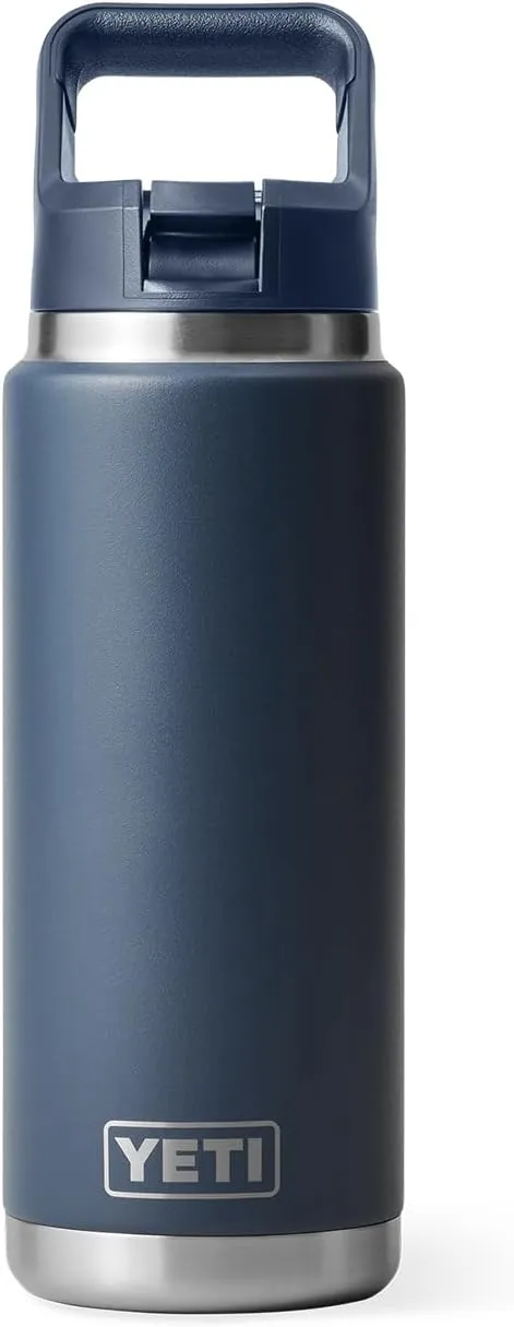 YETI Rambler 26 oz Bottle, Vacuum Insulated, Stainless Steel with Color Matching Straw Cap