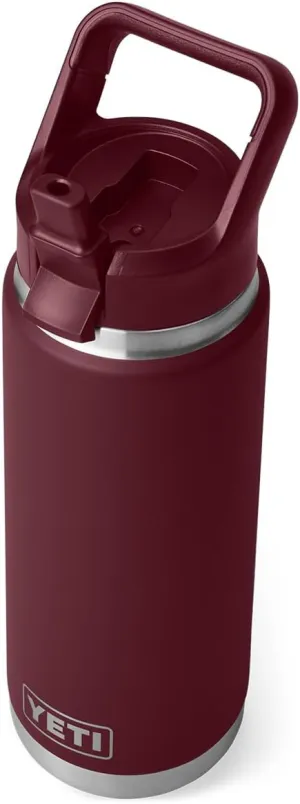 YETI Rambler 26 oz Bottle, Vacuum Insulated, Stainless Steel with Color Matching Straw Cap