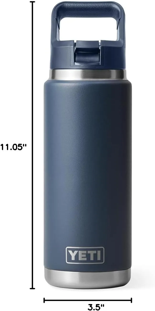 YETI Rambler 26 oz Bottle, Vacuum Insulated, Stainless Steel with Color Matching Straw Cap
