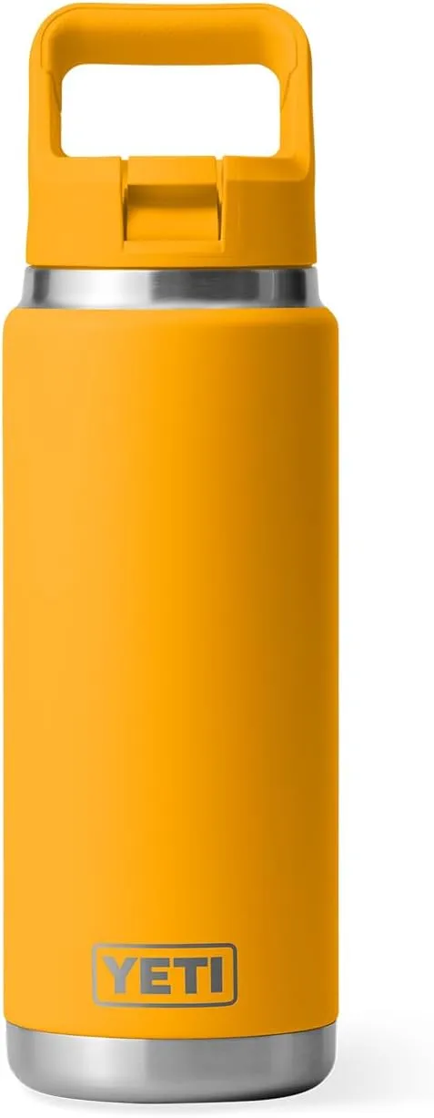 YETI Rambler 26 oz Bottle, Vacuum Insulated, Stainless Steel with Color Matching Straw Cap
