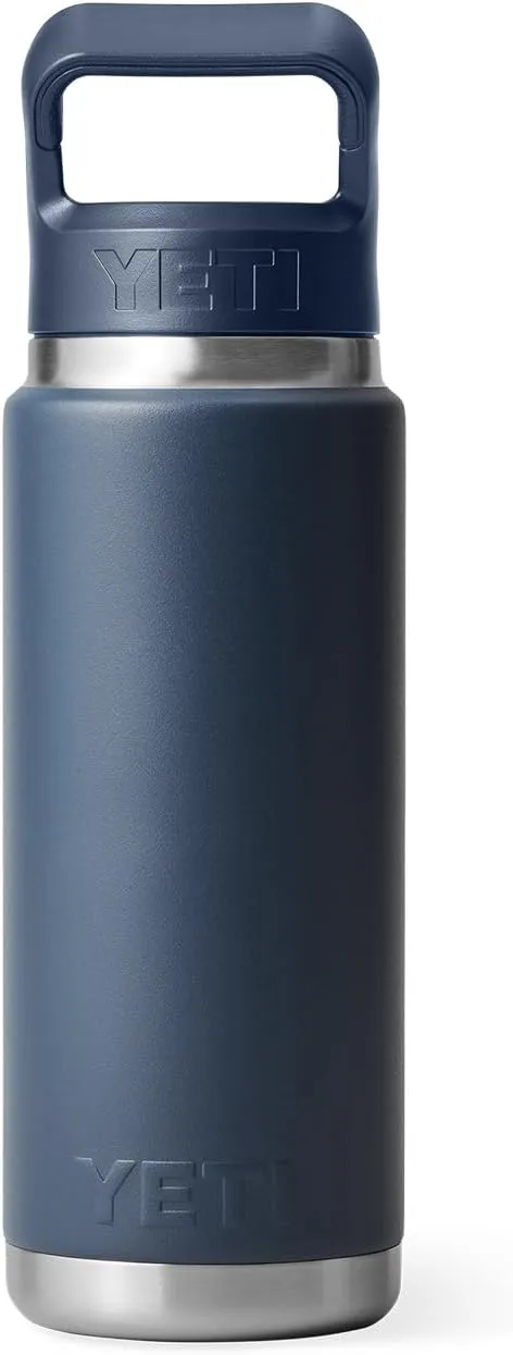 YETI Rambler 26 oz Bottle, Vacuum Insulated, Stainless Steel with Color Matching Straw Cap