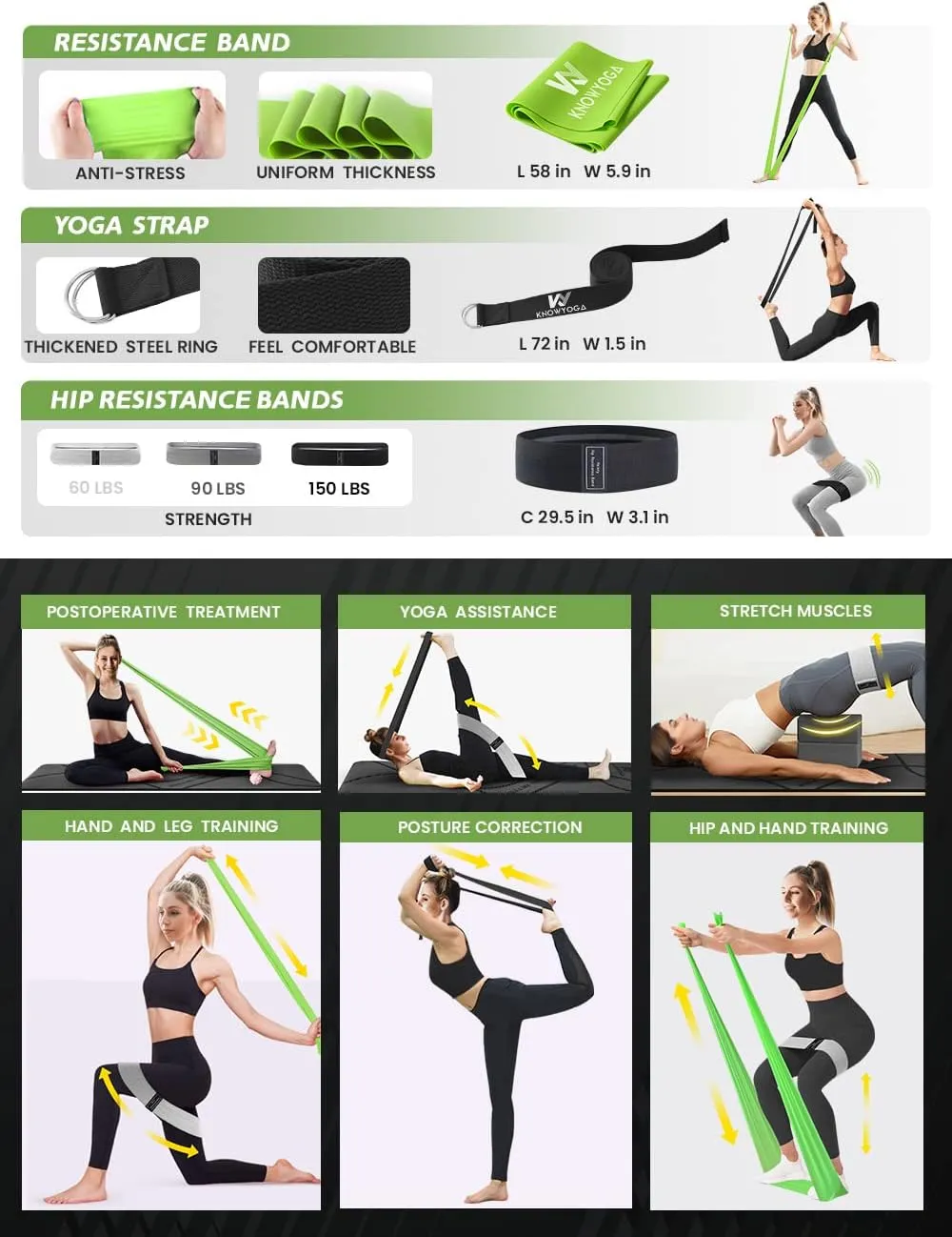 Yoga Starter Kit 12 in 1 - Yoga Set Include Yoga Mat, Foam Roller, 4 Resistance Bands, Yoga Blocks 2 Pack with Strap, 2 Peanut Massage Balls, Yoga kit and Sets for Beginners