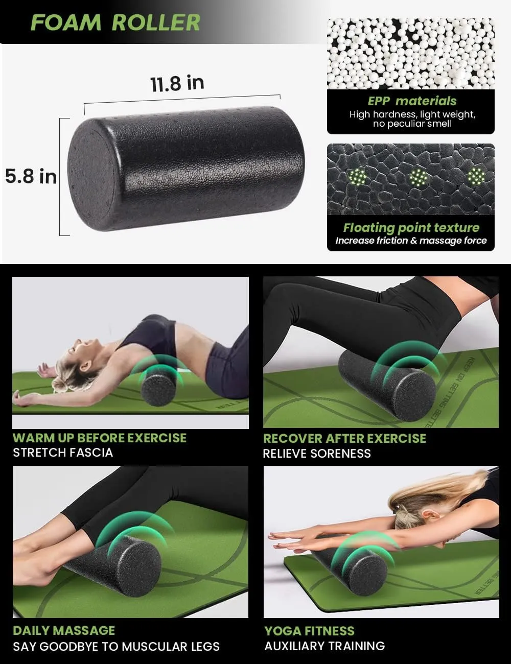 Yoga Starter Kit 12 in 1 - Yoga Set Include Yoga Mat, Foam Roller, 4 Resistance Bands, Yoga Blocks 2 Pack with Strap, 2 Peanut Massage Balls, Yoga kit and Sets for Beginners