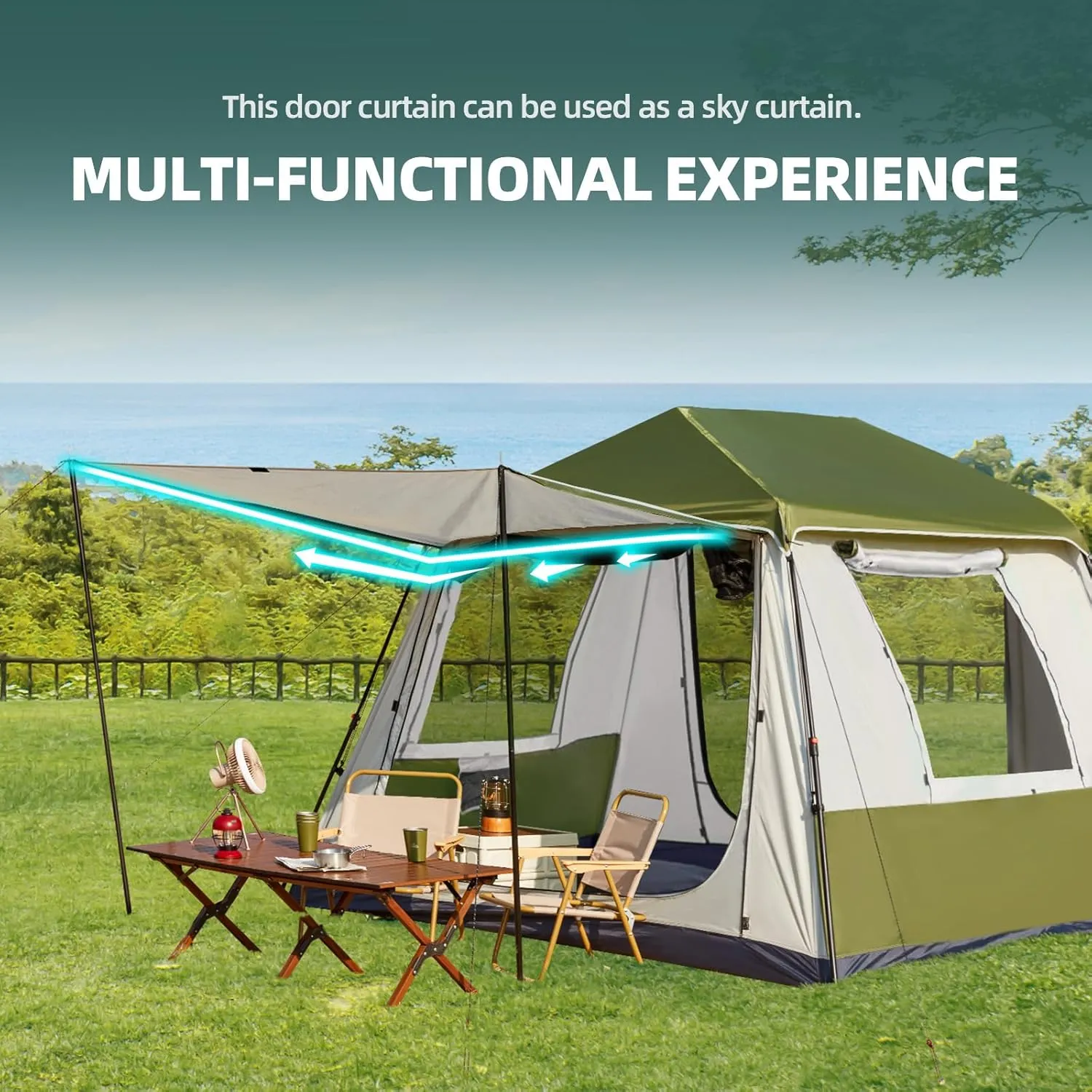 YOLENY Instant Cabin Tent 4/6/8/10 Person, Family Large Camping Tent, 60s Easy Setup with Rainfly & Waterproof Portable with Carry Bag for Family Activities, 4 Season