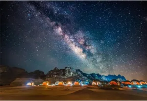 Yongfoto 10x7ft Camping Backdrops for Photography Gobi Beach Night View Stars Galaxy Camp Tents Background Kids Adults Travel Vacation Portrait Shooting YouTube Video Photo Shooting Props