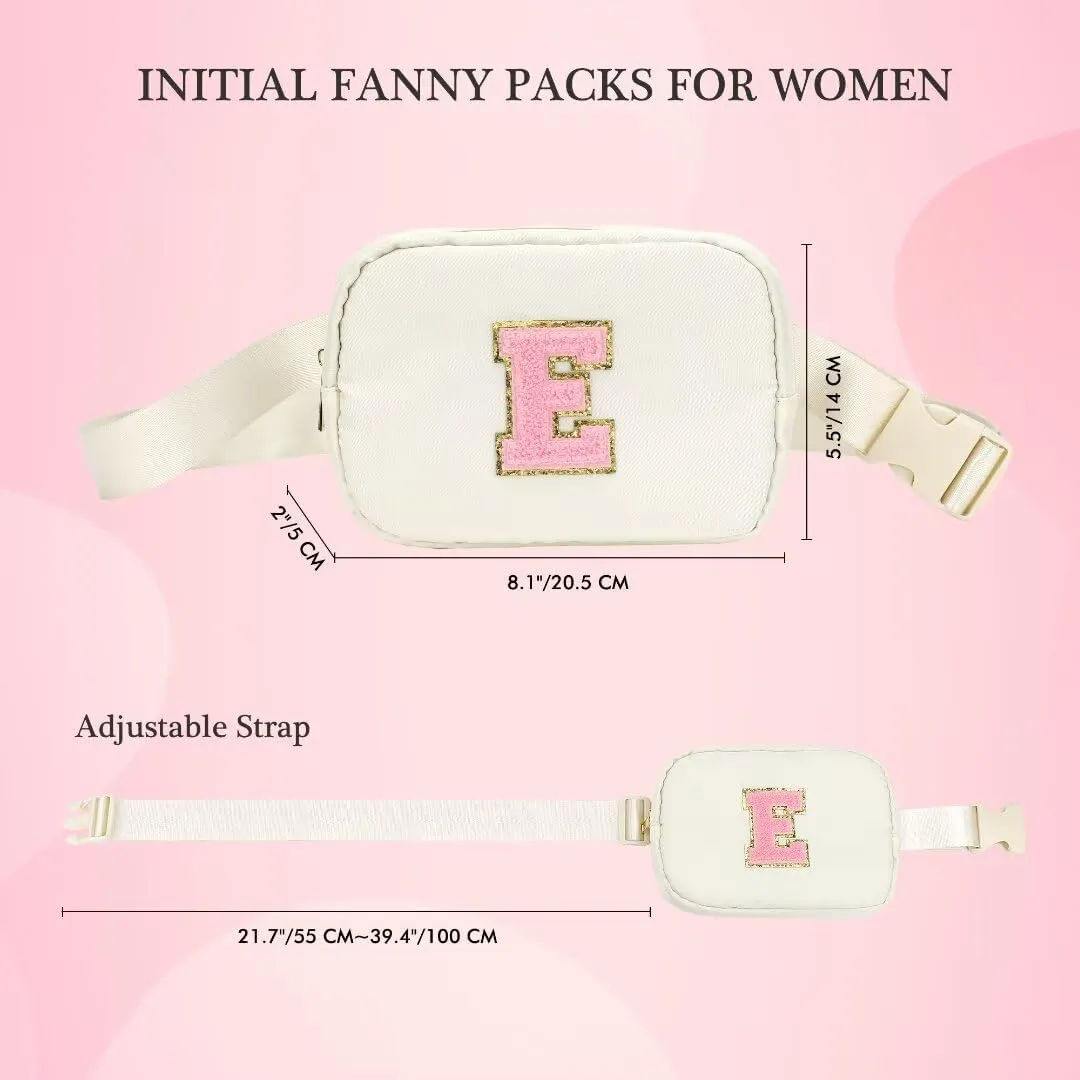 YOOLIFE Initial Crossbody Bag Fanny Pack - Belt Bag for Women Girls, Letter Cross Body Bag for Women Everywhere Belt Bag Monogrammed Girls Purse, Beige K