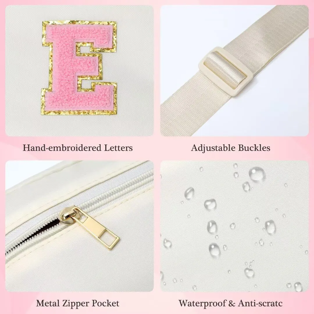 YOOLIFE Initial Crossbody Bag Fanny Pack - Belt Bag for Women Girls, Letter Cross Body Bag for Women Everywhere Belt Bag Monogrammed Girls Purse, Beige K