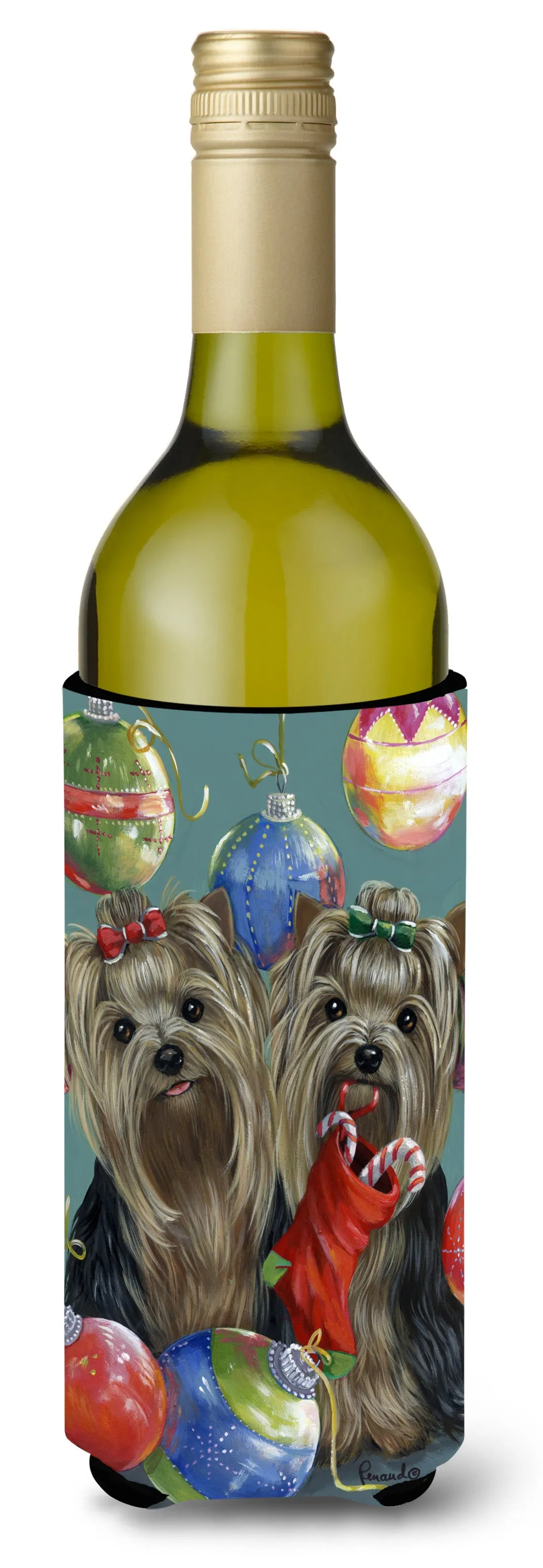 Yorkie Christmas All that Glitters Wine Bottle Hugger PPP3239LITERK