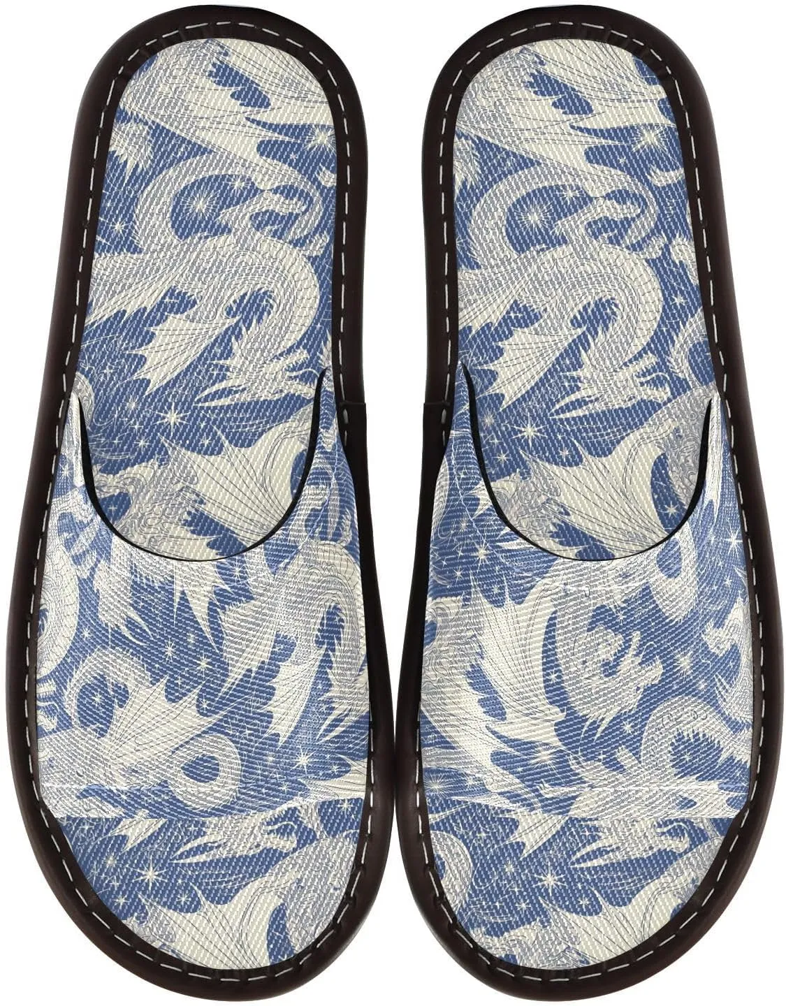 Yuiboo Gray Dragon Blue Womens Shower Slippers Portable Dorm Home Slides for Hotel Beach Beach