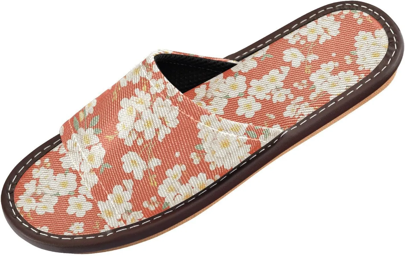 Yuiboo White Cherry Blossoms Womens Casual Shower Slippers Portable Dorm Home Slides for Indoor Bedroom Travel