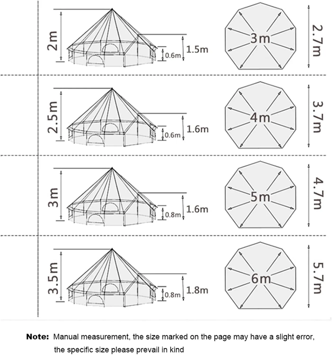 Yurt Tents Bell Tent Oxford Cloth 4-Season Pyramid Tent Family Teepee Camping Tent with Stove Hole for Outdoor Hunting Glamping