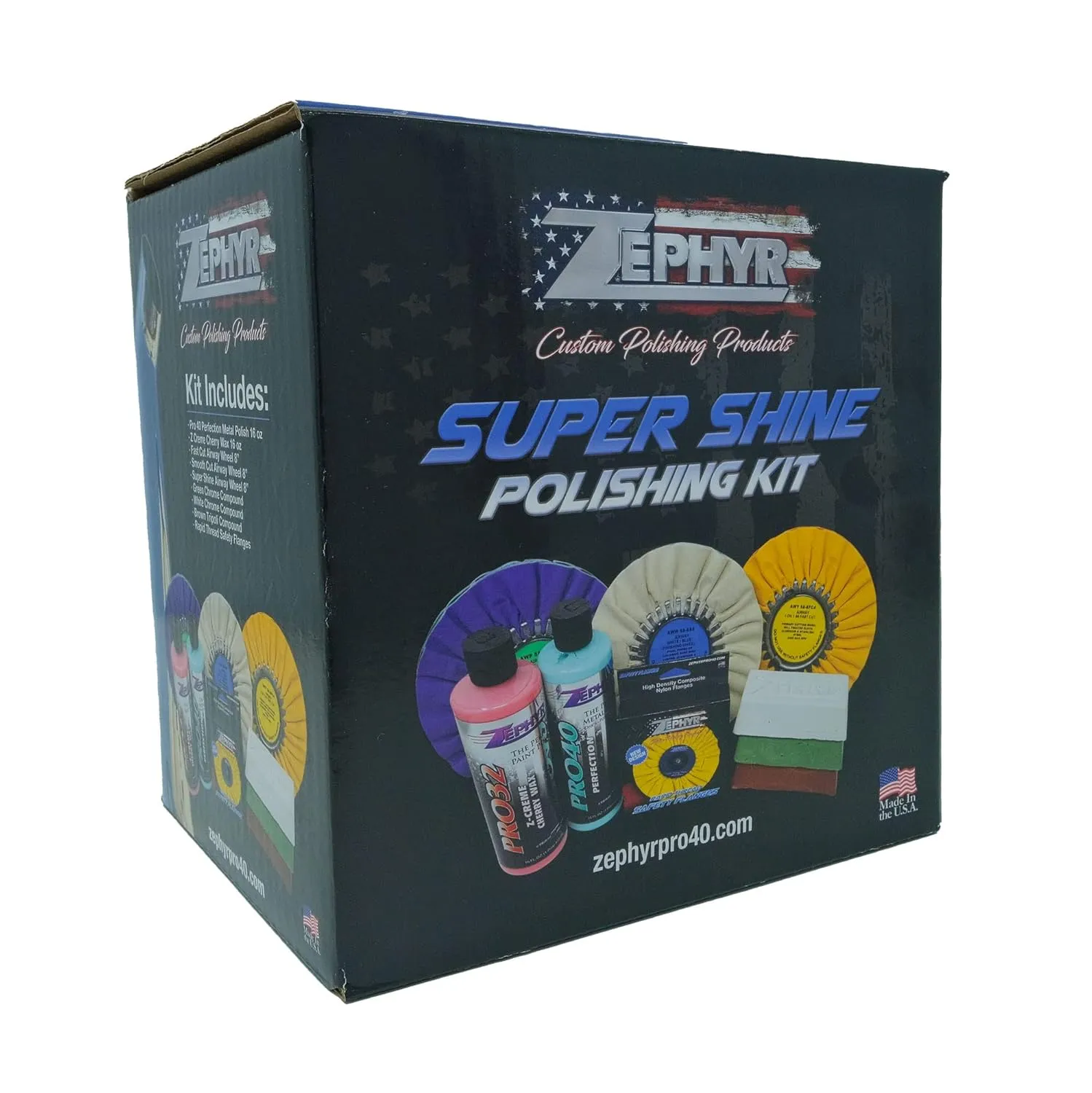 ZEPHYR Custom POLISHING Products Super Shine Polishing Kit with 8" Polishing Wheels for Aluminum, Stainless on Semi Trucks, Polishing Aluminum Wheels
