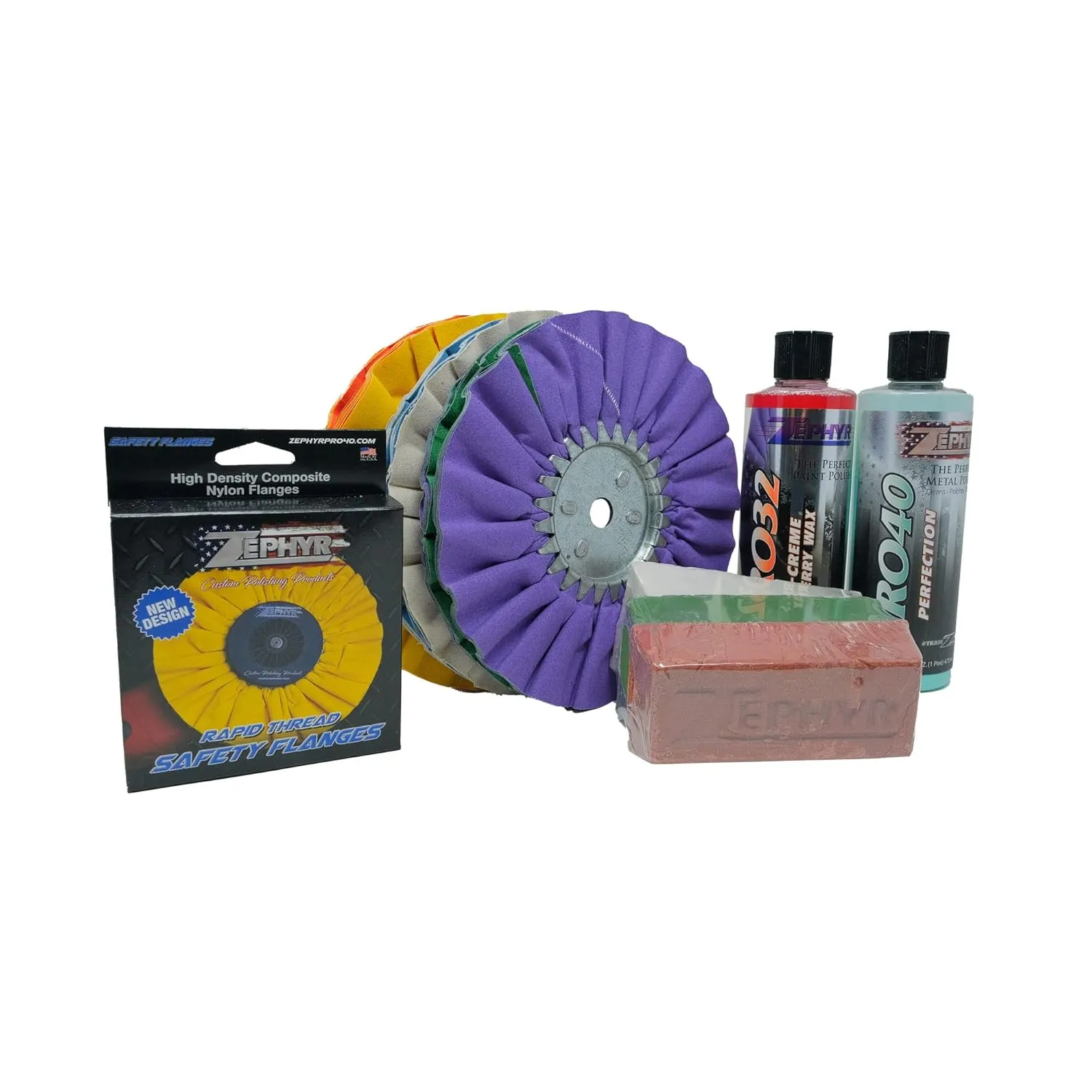 ZEPHYR Custom POLISHING Products Super Shine Polishing Kit with 8" Polishing Wheels for Aluminum, Stainless on Semi Trucks, Polishing Aluminum Wheels