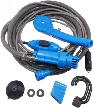 Zerodeko Travel Essential: 12v Portable Camping Shower 5m Power Cable Water-Resistant Pump Great for Outdoor Beach