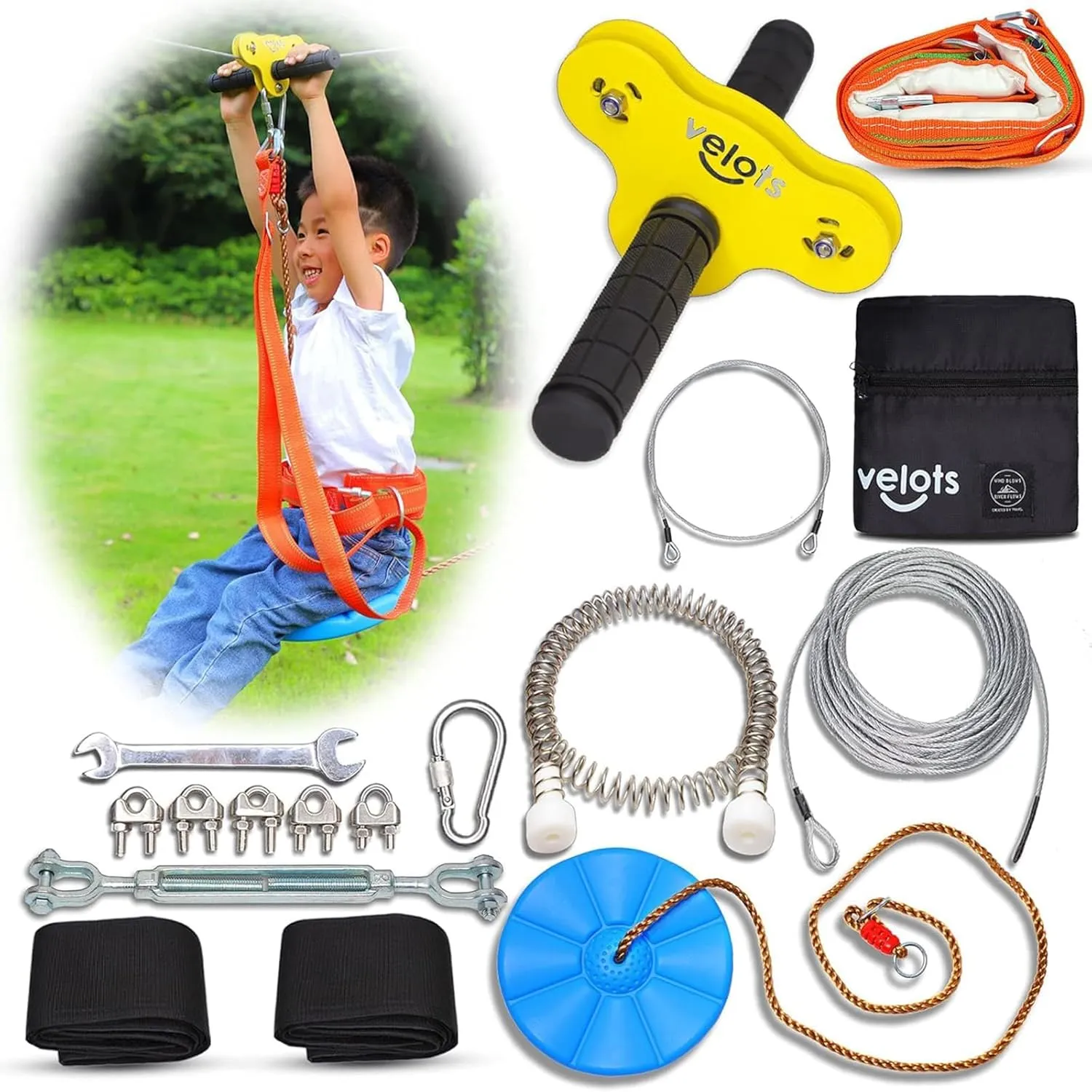 Ziplines Kits for Backyard, 200FT Zip Lines Kit 350LB Kids Toys Play Set, Adults Playground Games Outdoor (200FT)