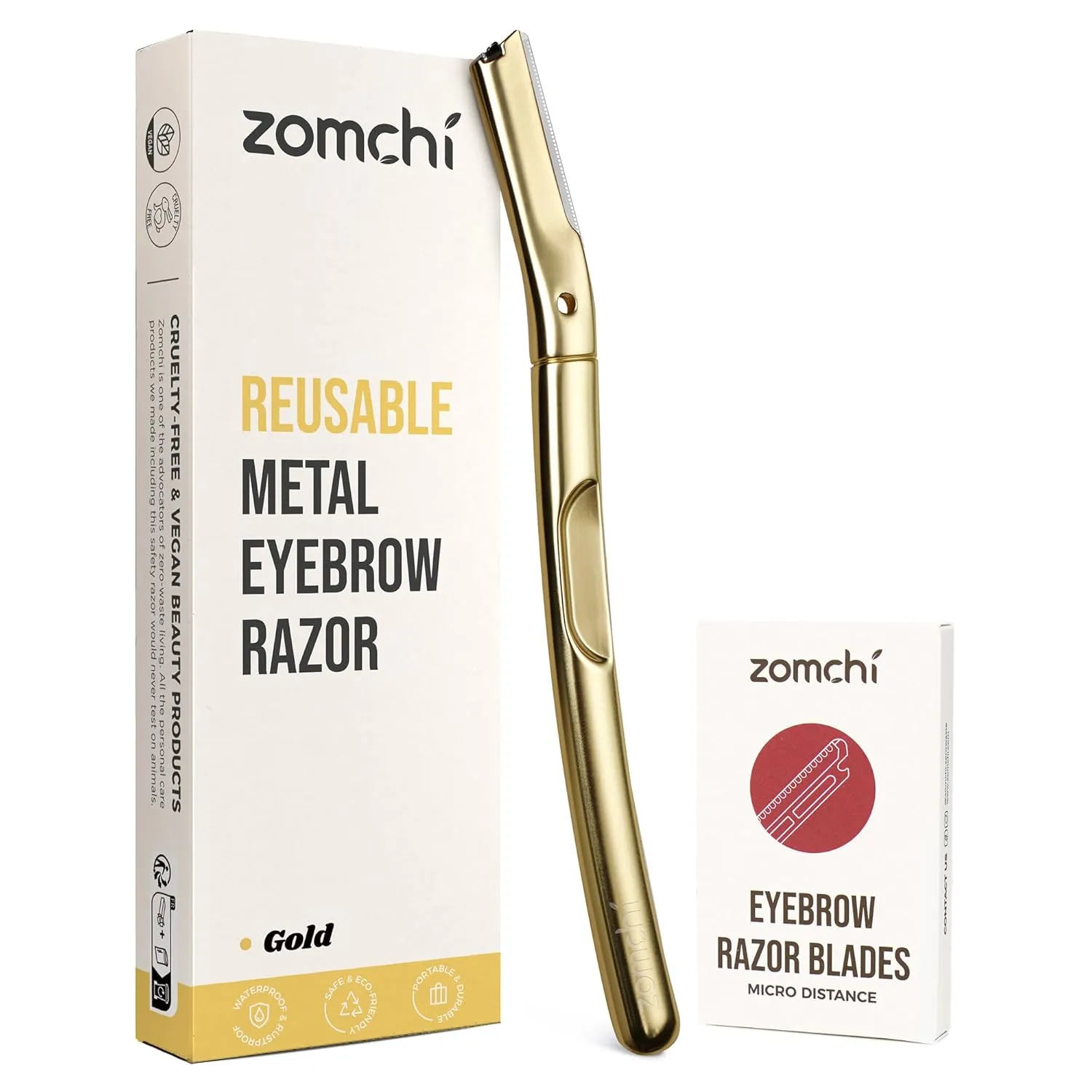 ZOMCHI Gold Dermaplaning Razor and 10pcs Micro Blade Refills