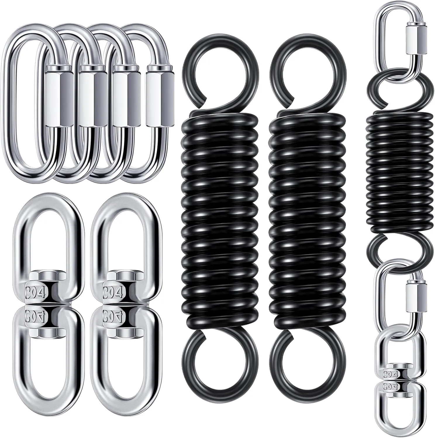 Zonon 8 Pcs Punching Bag Hanger Kit Heavy Bag Spring M8 Double Eye Swivel with Snap Hook Stainless Steel Heavy Bag Hanger for Boxing Bag, Gym Swing, Trapeze, Hammock up to 1000lbs